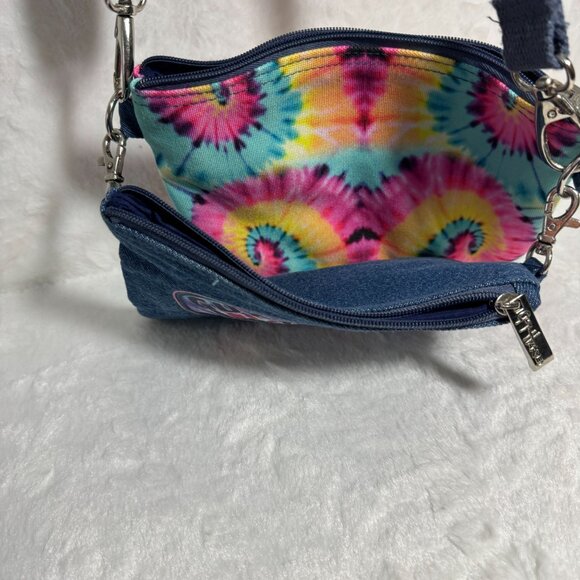 Guy Harvey Tie-Dye double Crossbody Bags 2 in one design denim tie-dye - Picture 3 of 11